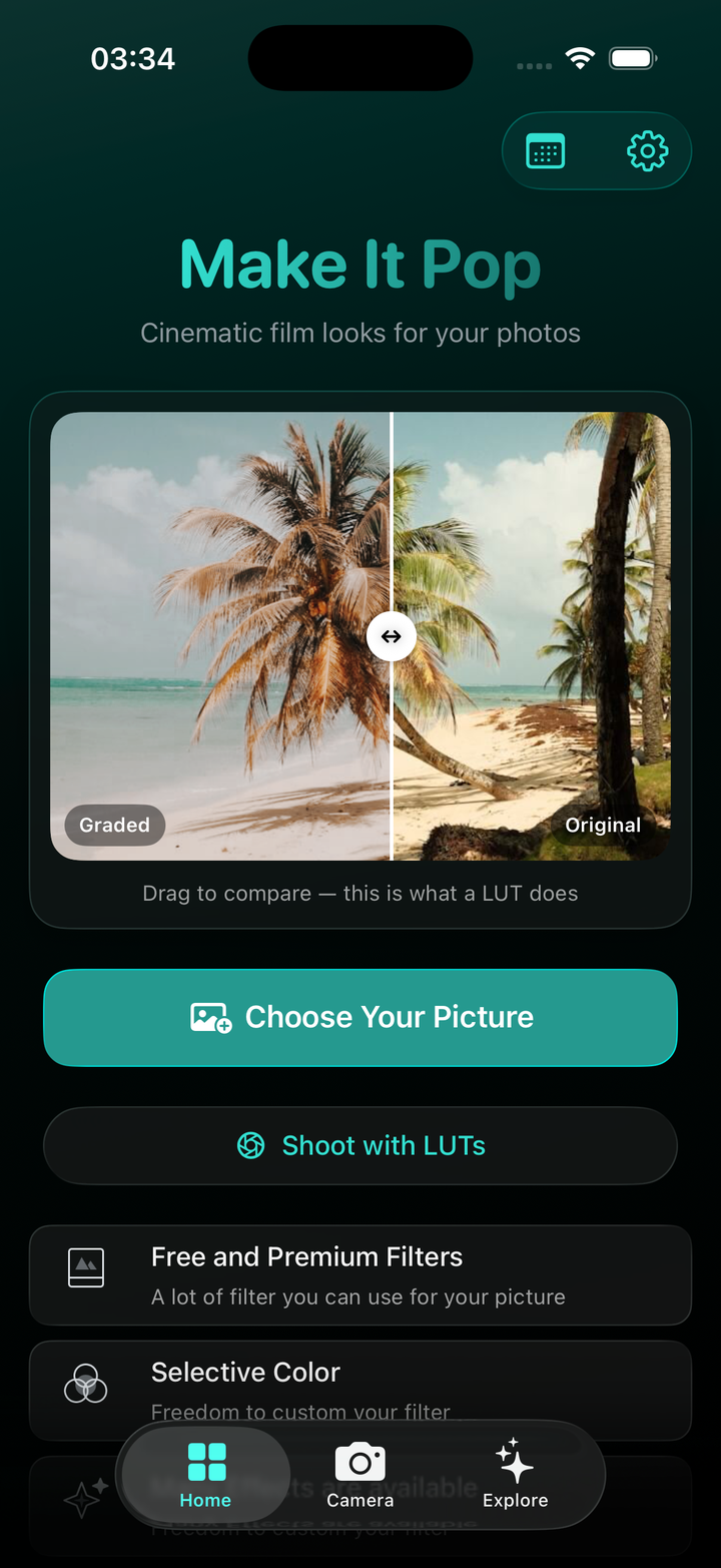 Filmode home screen